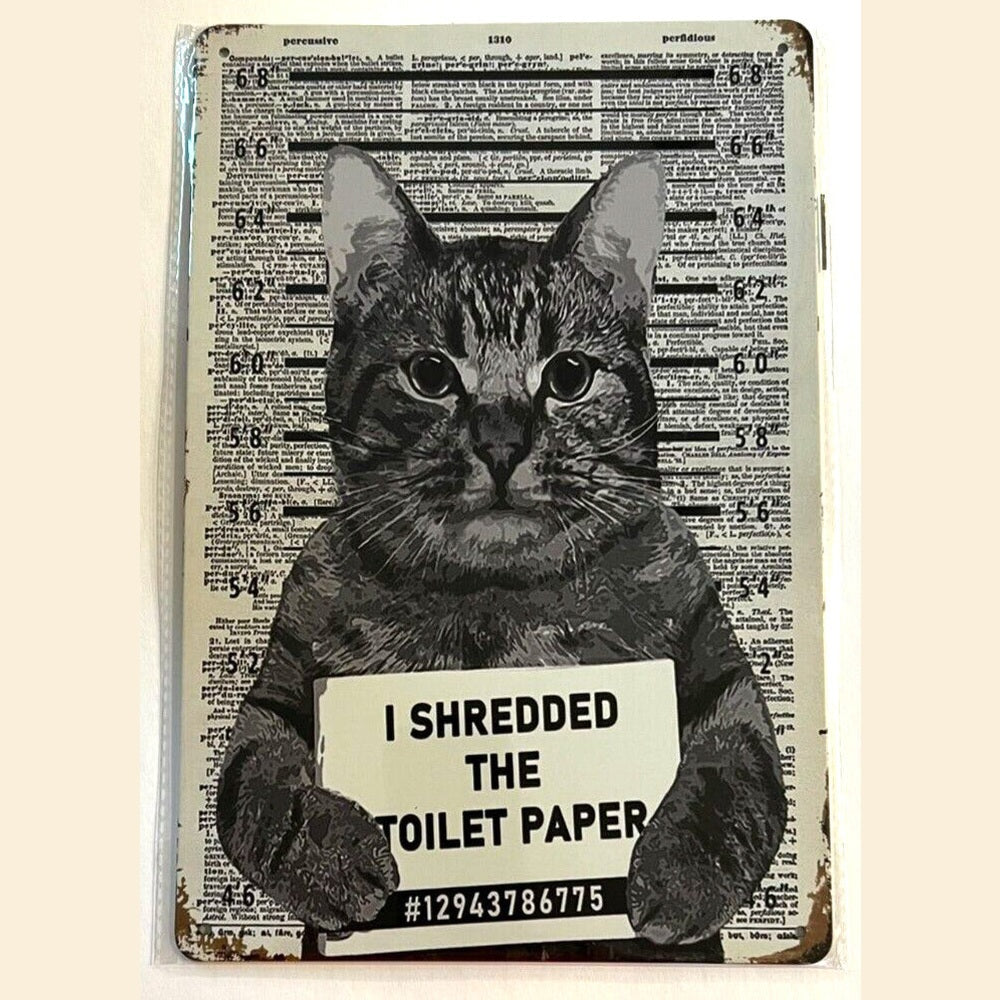 I shredded The Toilet Paper Cat Mugshot 8" x 12" Vintage Novelty Metal Sign Home & Garden:Home Décor:Plaques & Signs Style Your Walls
